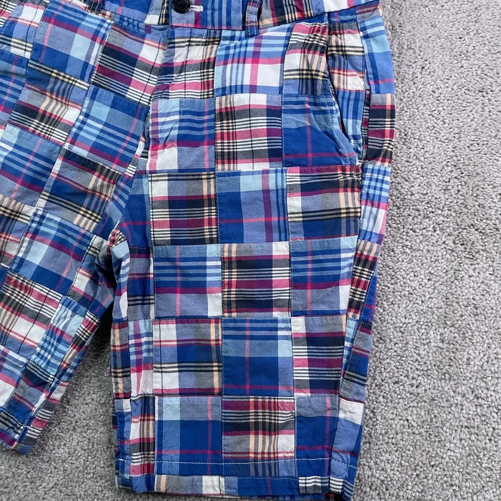 Brooks Brothers Shorts Mens 32 Blue Patchwork Madras Plaid Preppy Summer Casual